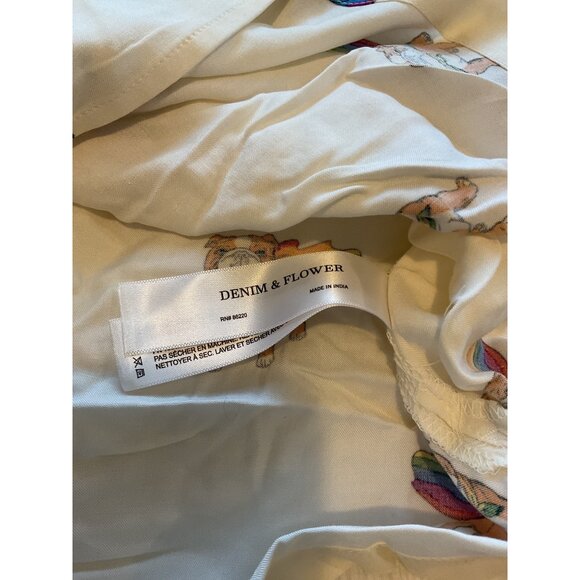 Denim & Flower Bulldog Rainbow Button-Up Shirt Size XL Viscose White - Picture 6 of 9